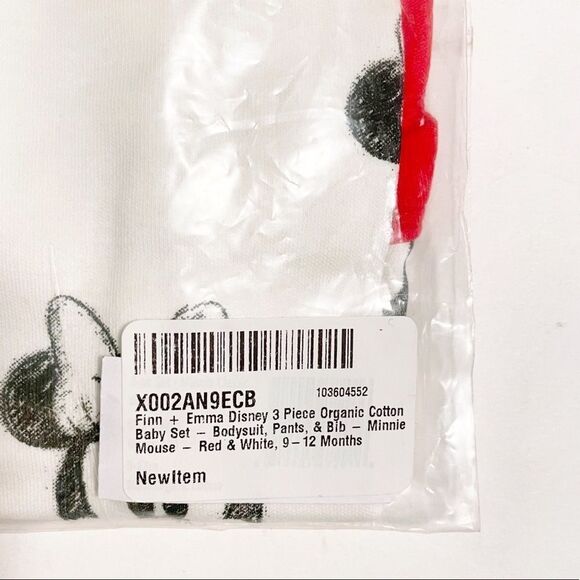 Finn & Emma 3 Piece Baby Outfit Disney Minnie Mouse Red White Black Size 9-12m - Picture 3 of 4